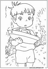 Ponyo Ghibli Coloriage Falaise Sur La Pages Studio Miyazaki Hayao Coloring Choose Board sketch template