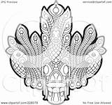 Sri Lankan Mask Coloring Devil Outline Dancing Illustration Royalty Clipart Rf Perera Lal Background sketch template