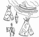 Canoe Indigenous Peoples Ojibwe Teepee Columbus Netart Getcolorings sketch template