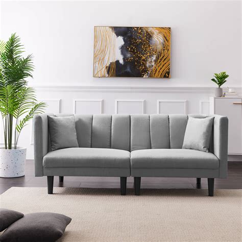 fabric futon sofa bed twin sofa sleeper bed  armrest convertible