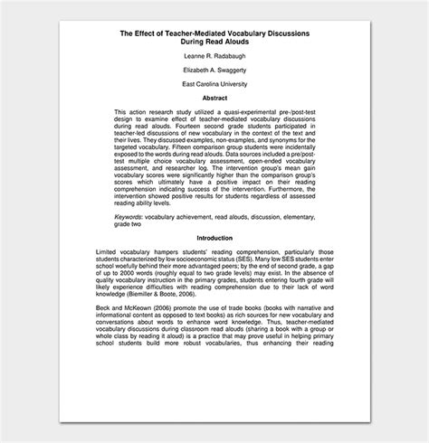 action research proposal template  word  format