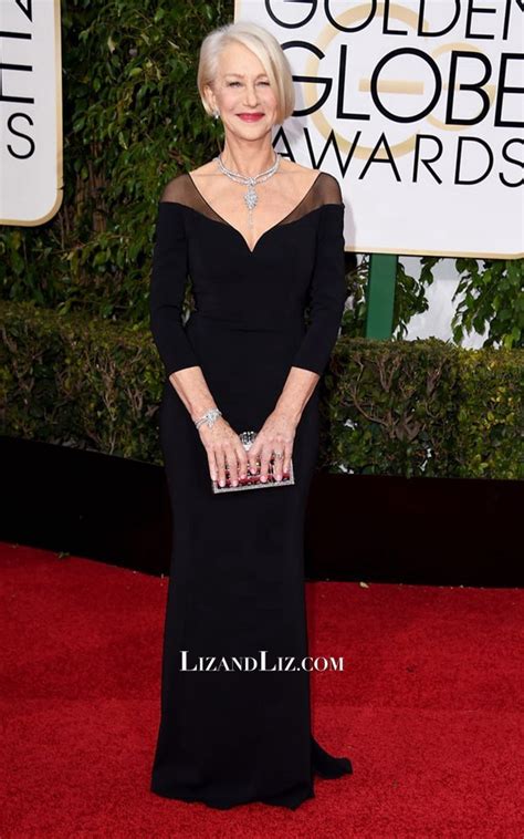 Helen Mirren Black Long Sleeve Evening Prom Dress Golden