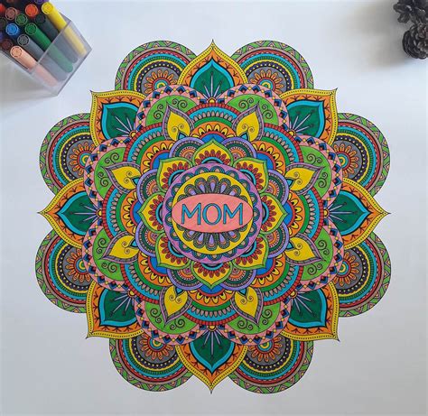 mothers day gift family coloring mandala colouring poster etsy
