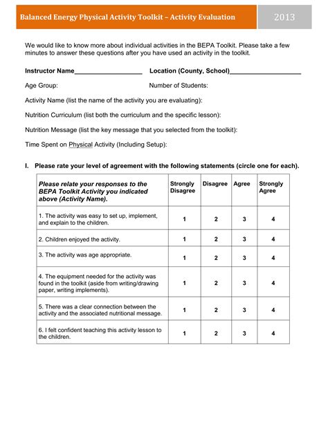 activity evaluation form
