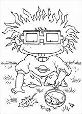 Rugrats Coloring Chuckie Insect Catch Pages Color Cute sketch template