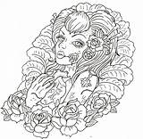Tattoo Woman Zombie Girl Eaton Alice Cool Drawing Tattoos Coloring Pages Women Adult Skull Adults Para Coloriage Israels Daughter Adulte sketch template