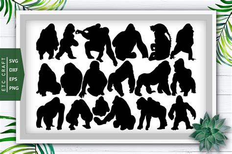 gorilla svg cut file animal svg silhouette bundle