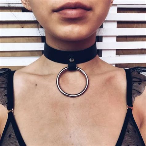 handmade choker black pu leather choker necklace women gothic chokers