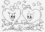 Febrero Corazones Enamorados Valentin Enamorado Dibujode Catorce Recortar sketch template