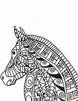 Coloring Horse Zentangle Pages Caballo Cabeza Para Colorear Kleurplaat Paard Head Dibujo Kop Dibujos Printable sketch template