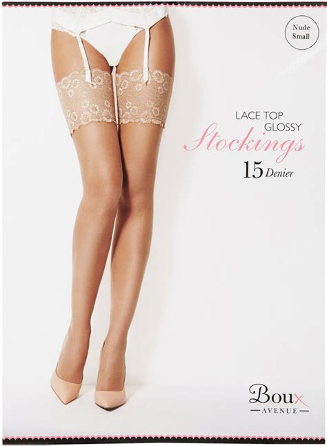 lace top 15 denier glossy stockings boux avenue