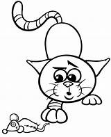 Cat Mouse Coloring Pages Little Printable sketch template