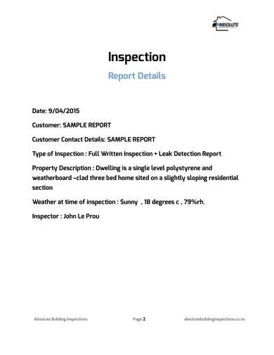 building inspection report samples   ms word