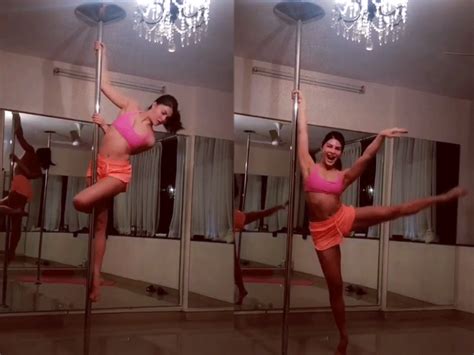 watch jacqueline fernandez practices pole dancing like a pro