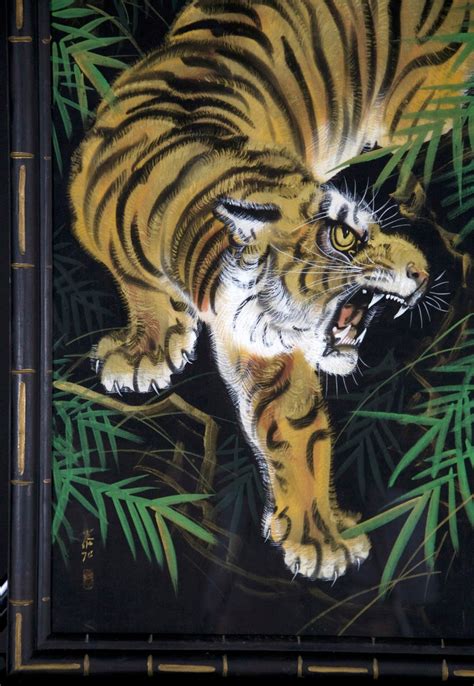 bengal tiger original watercolor gouache painting  silk etsy