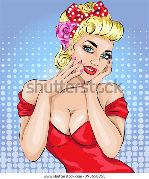 sexy pop art woman portrait pinup stock vector royalty free 393650953