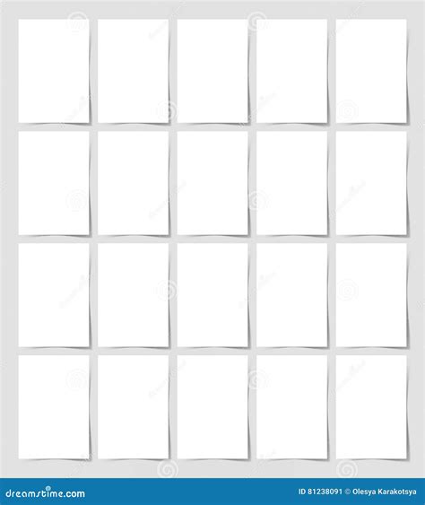pieces blank  format sheet  white paper stock vector