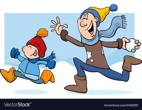 dad and son on winter cartoon royalty free vector image