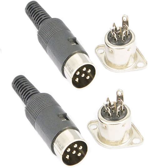pin din male plug female adapter socket panel mount av solder  pin din connector set