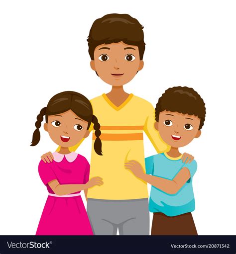daughter and son hugging their father royalty free vector