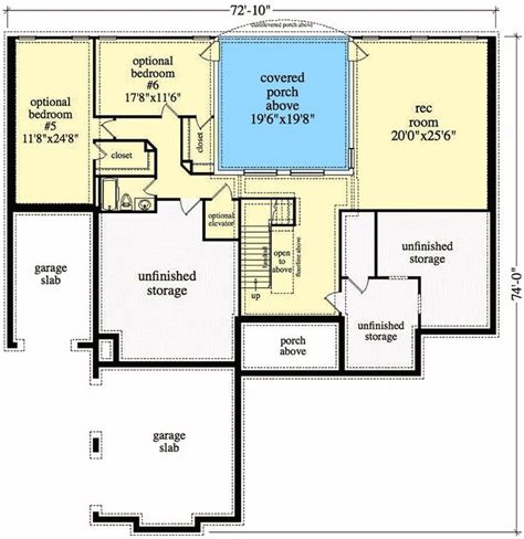 bedroom  story craftsman home  elevator  basement options floor plan floor plans
