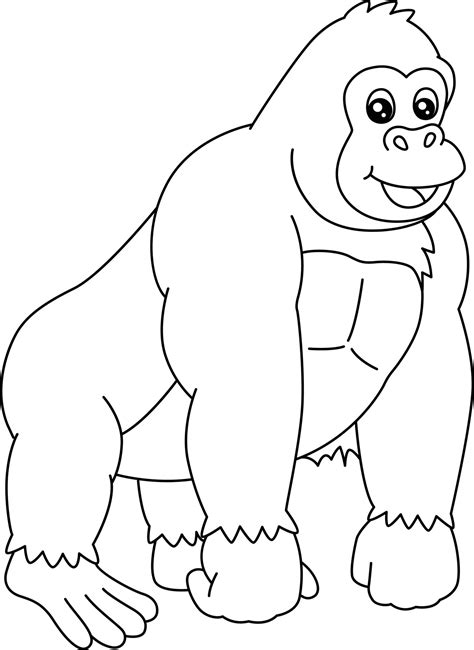 gorilla coloring page isolated  kids  vector art  vecteezy
