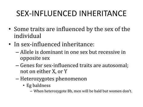 Ppt 4 X Linked Genes Sex Influenced Inheritance Sex Limited