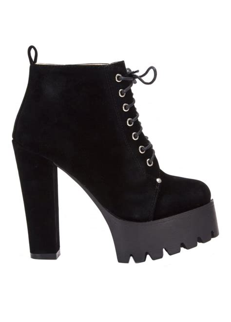 synthetic suede platform ankle boot attitude clothing