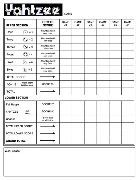 printable yahtzee score sheets card
