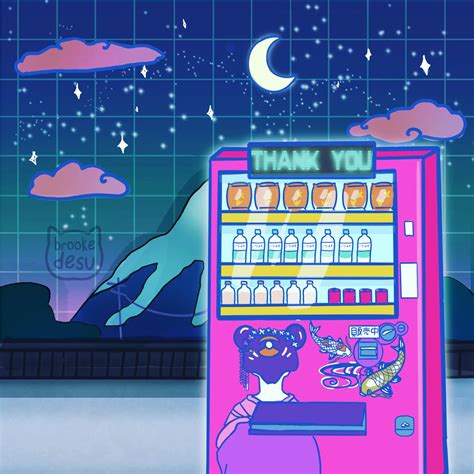 japanese vending machine aesthetic vaporwave digital art arcade machine