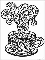 Pages Zentangle Coffee Desserts Cup Coloring Color sketch template