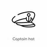 Hat Captain Vector Illustration Isolated Icon Stock Background Nautical Editable Stroke Element Outline Concept Simple Line sketch template