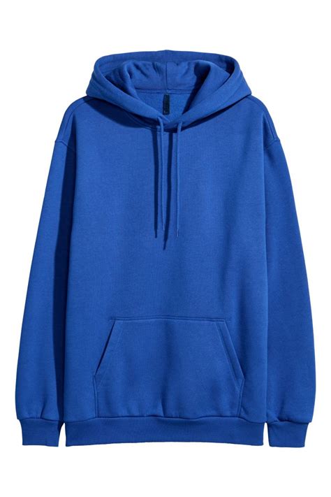 hoodie bright blue men hm