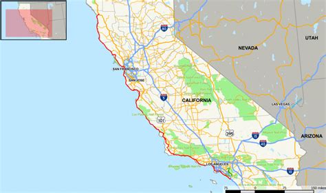 california highway  road trip map printable maps