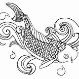 Coloring Koi Pages Japanese Getcolorings Adult sketch template