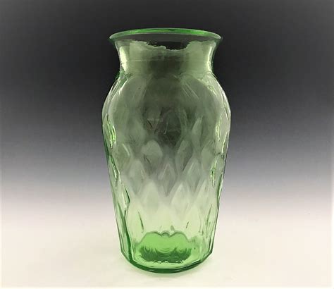 Three Uranium Glass Vases Depression Era Flower Vases Glowing Green