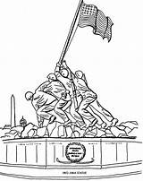 Coloring Remembrance Pages Tombstone Iwo Jima Statue sketch template