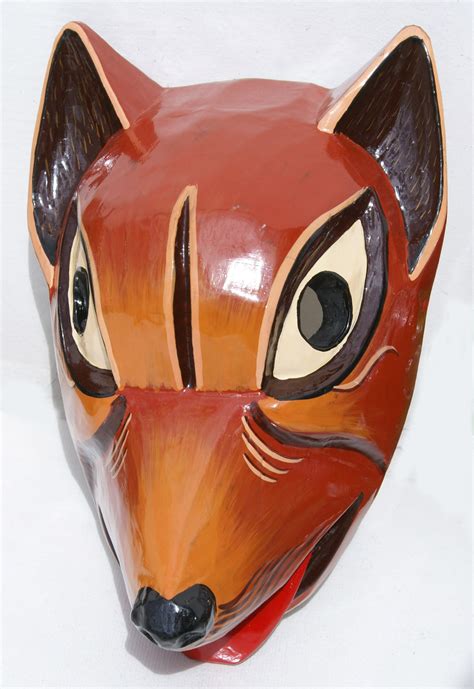 dog wooden handmade mask tribal animal masks  ecuador  usd