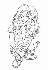Coloring Emo Pages Gothic Girl Girls Anime Goth Cute Printable Jim Alex Disney Color Deviantart Print Billie Eilish Getdrawings Coloringme sketch template