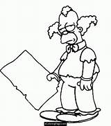 Simpson Krusty Triste Clown Masculino Library Colorier Ludinet Colorir sketch template
