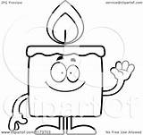 Candle Waving Mascot Clipart Cartoon Outlined Coloring Vector Thoman Cory Royalty sketch template