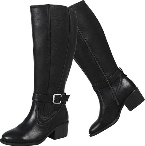 luoika womens knee high boots wide width extra wide calf winter bootsblackxw