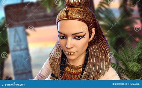 Close Up Of Egyptian Pharaoh Queen Cleopatra Stock Illustration