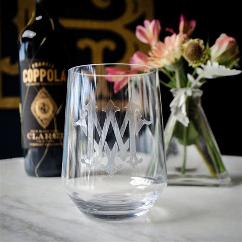 personalized clarus stemless wine glasses monogrammed acrylic etsy