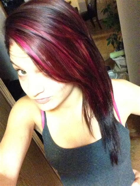 brown hair with pink highlights hair pinterest my