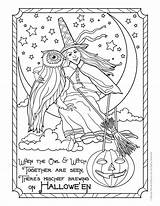 Coloring Witch Halloween Pages Adult Vintage Owl Printable Kids Colouring Adults Sheets Printables Pumpkin Bestcoloringpagesforkids Print Activities Fantasy Cute Books sketch template