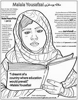 Malala Yousafzai Nobel Cultural Recipient Coloringbook Aulas Ensino Pelica Arlequina Médio Geografia Luva Ludicas Feminist Parks sketch template