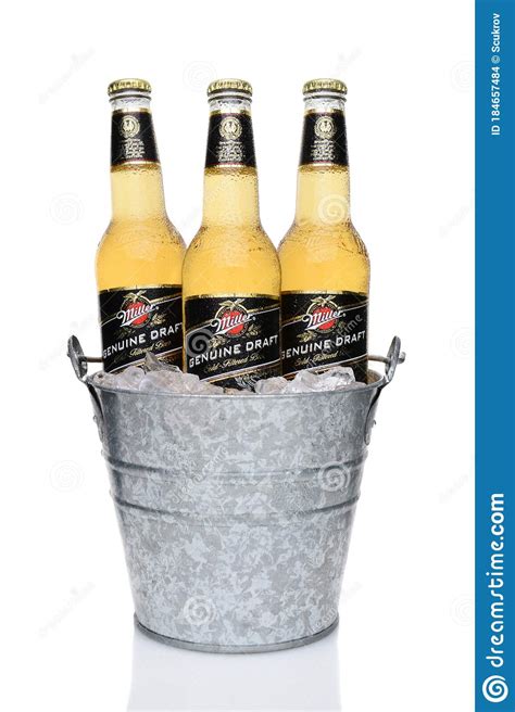 miller genuine draft bottles   ice bucket editorial stock image image  pail