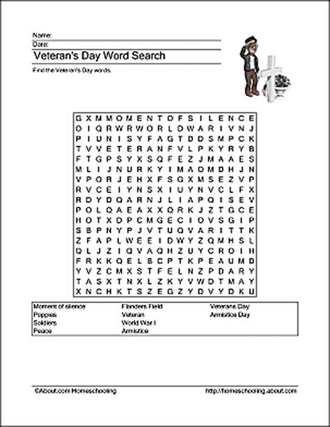 find  veterans day word searches   veterans