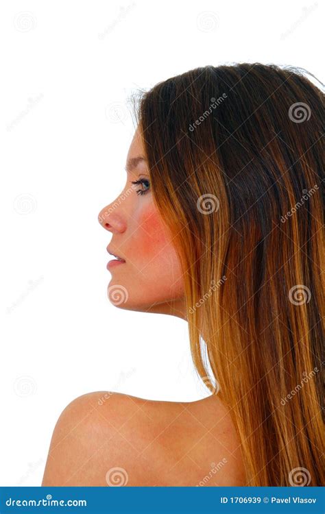 side face stock image image  girl brown flexible